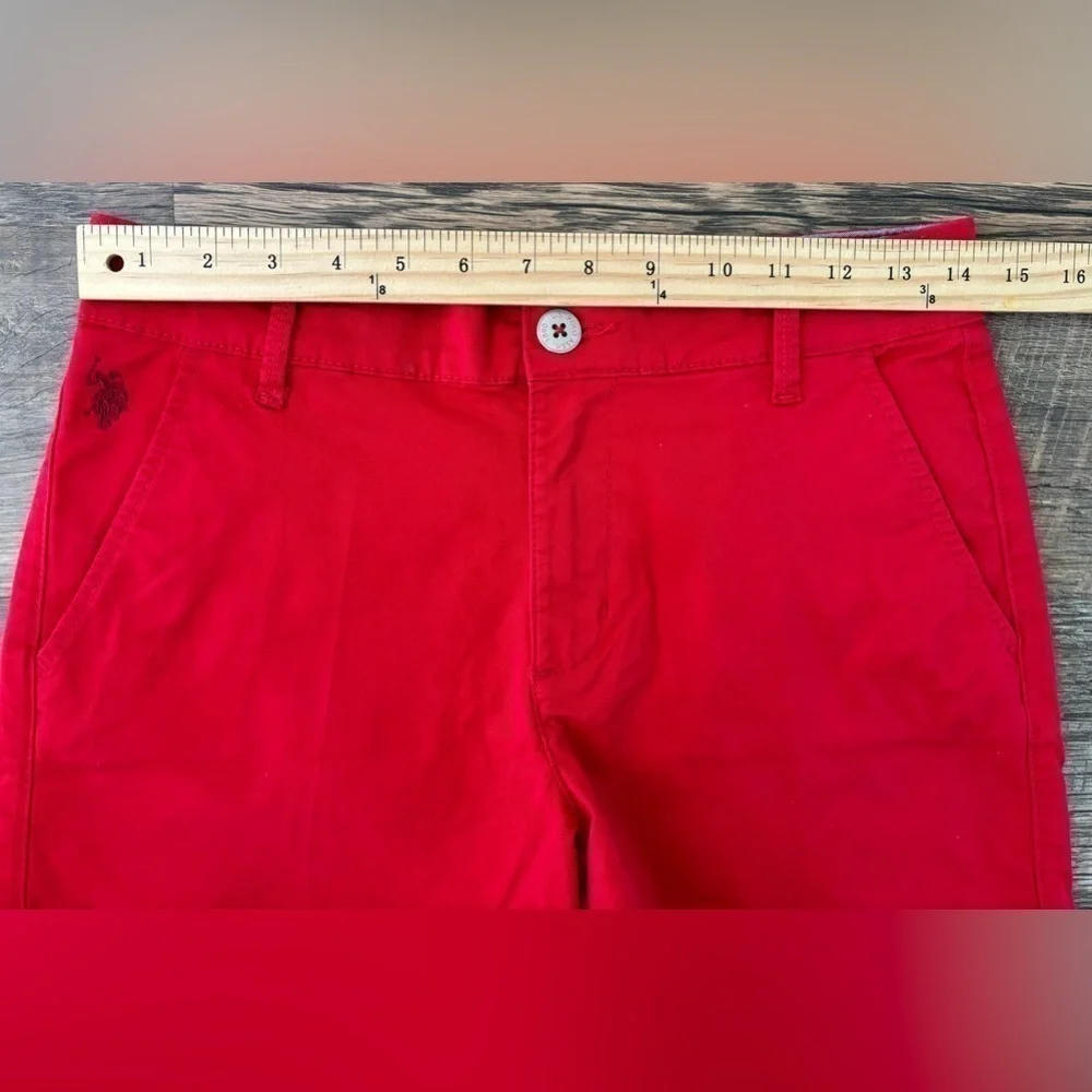 U.S. Polo‎ Assn. Womens Classic Chino Shorts Pockets Red Cotton Casual Size 7